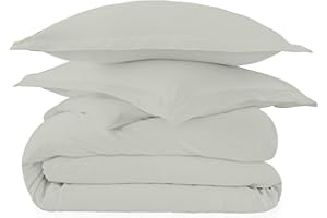 Whisper Organics Duvet Cover - 100% Organic Cotton Duvet Cover - 300 Thread Count Sateen Weave - GOTS Certified, Color Pewter (Full/Queen Size)