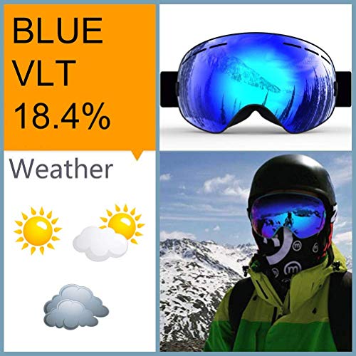 Zerhunt Ski Goggles, Snowboard Goggles Over Glasses, Anti Fog UV Protection Snow Goggles OTG Interchangeable Lens for Men Women Snowmobile, Skiing, Skating, Blue - Thumbnail 4