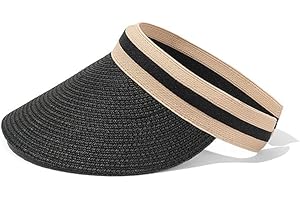 Sun Visor Hats for Women, Summer Straw Sun Hat Wide Brim Beach Visors for Outdoor Camping Hiking Running