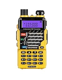 Walkie Talkies de radio bidireccional de banda bidireccional Qualette 5W de BaoFeng UV-5R Plus (amarillo imperial)