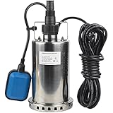 EXTRAUP 1HP 3000 GPH Stainless Steel Submersible Clean Water Transfer Pump Pool Pond Flood Sump Pump