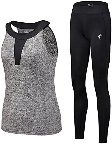 Runalp Tracksuit for Women Yoga Workout Fitness Running Athletic Sports Gym Tank Top Pant 2 Piece Set (4 Colours