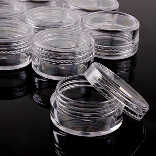 Onwon New 3 Gram 3ML Size Empty Clear Plastic Cosmetic Containers Jars Pot For Eye shadow Makeup Nail Powder Etc(50 PCS)
