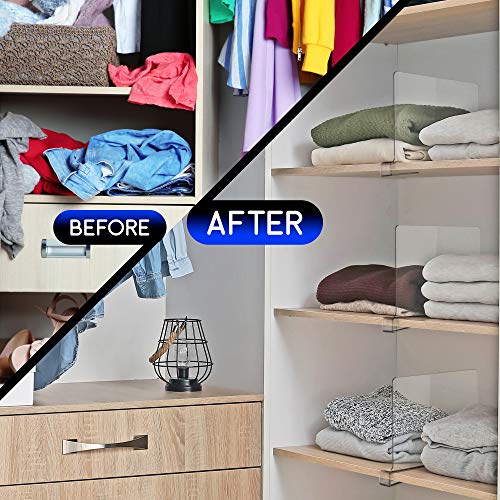 UNIhome Premium Acrylic Shelf Dividers for Closets Clear Shelf