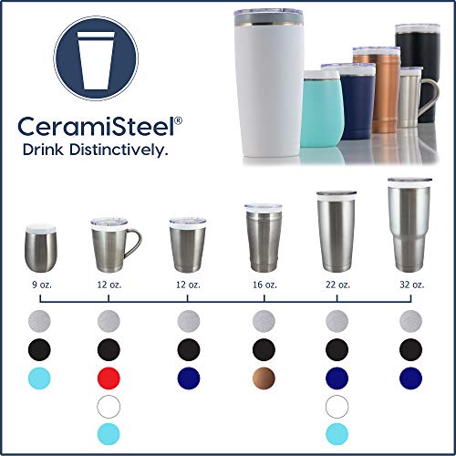 CeramiSteel Ultimate Insulated Coffee Mug with Handle (12 ounce