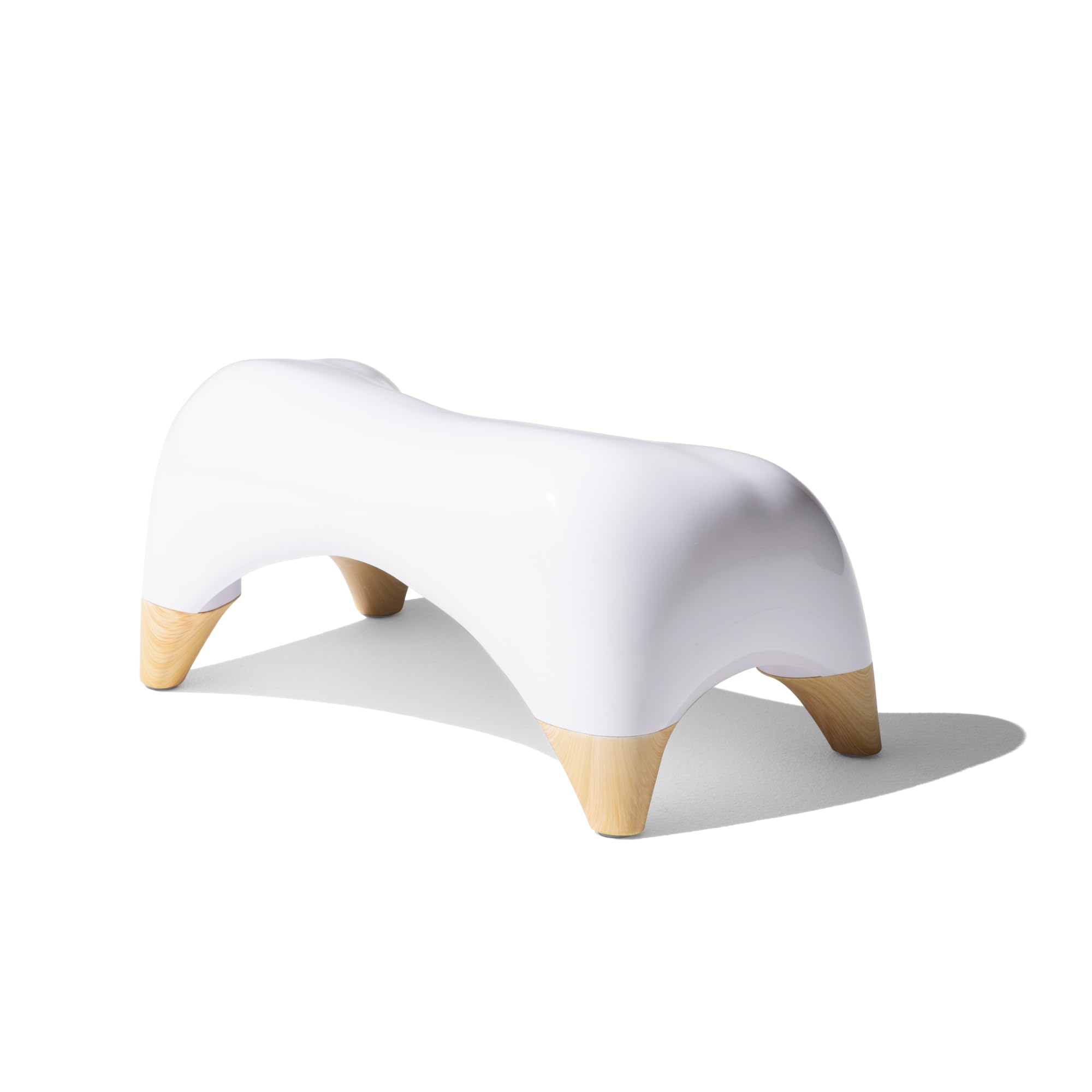 Photo 1 of TUSHY Ottoman: A Premium Toilet Stool for The Bathroom, Modern Sleek Design | Squatting Position Helps Improves Bowel Health & Relieves Constipation (Relaxed 7.5" White/Bamboo)