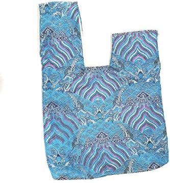 Chezi Women's Japanese Texture Plaid Pattern Cotton Knot Bag Small Size Canvas Tote