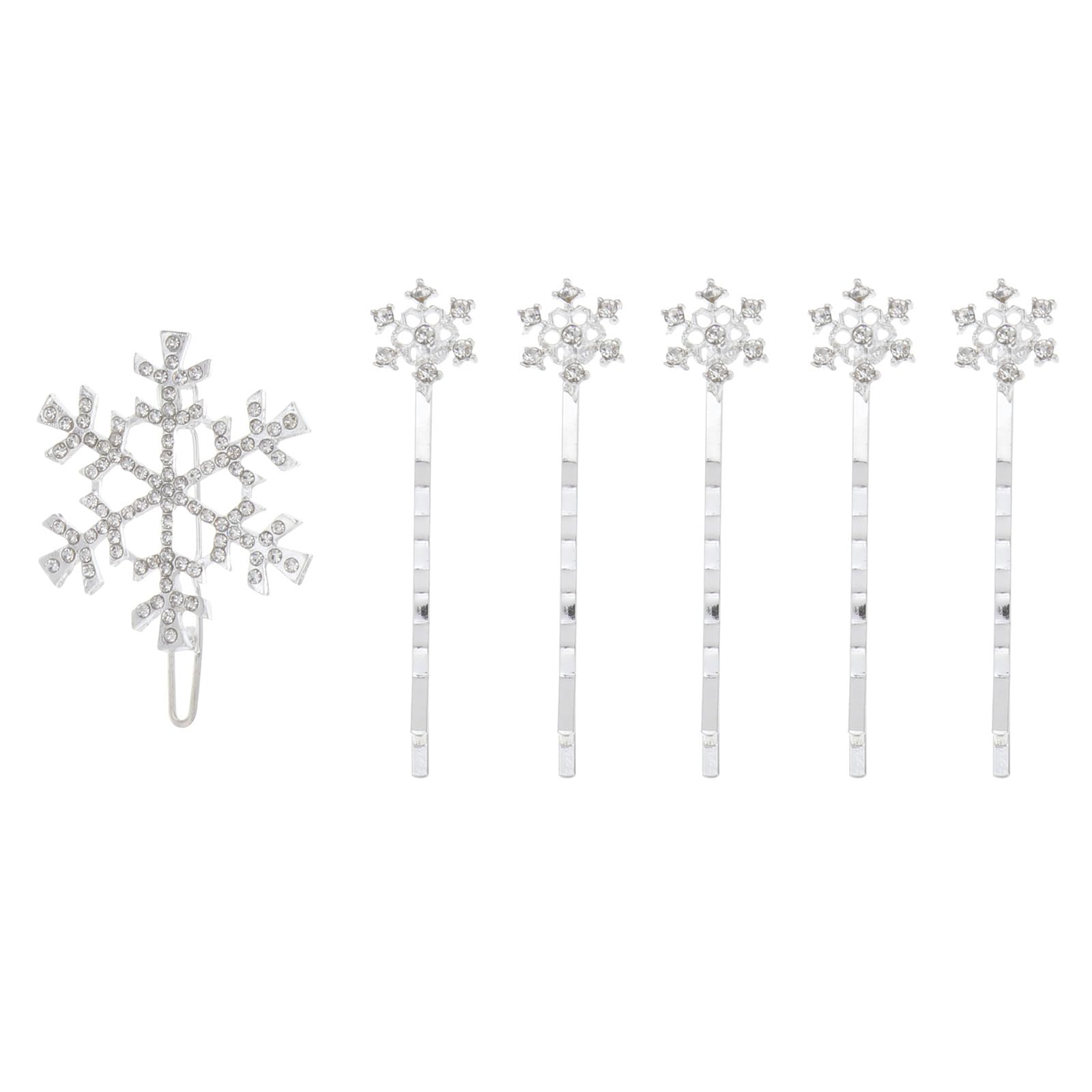 minkissy 6Pcs Snowflake Hair Clips, Christmas Hair Clips Alloy Snowflake Hairpins Set Elegant Winter Barrettes for Women Girls Dating Wedding Daily Life