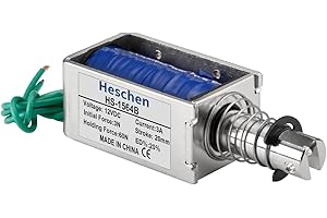 Heschen DC Solenoid Electromagnet, Push Pull Type, HS-1564B, DC12V 3A, 20mm Stroke, Initial Force 3N, Max Keep Force 60N, Open Frame, Linear Motion