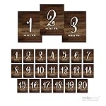Andaz Press Table Numbers 1 - 20 on Perforated Paper, Rustic Wood Print, 4.25 x 5.5-inch Cardstock Sign, Single- Sided, 1-Set, For Weddings, Graduation