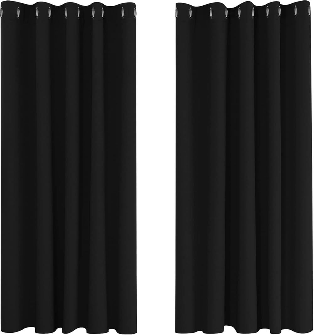 Deconovo Blackout Curtains 2 Panels 66 x 63 Inch Eyelet Thermal Sleep Room