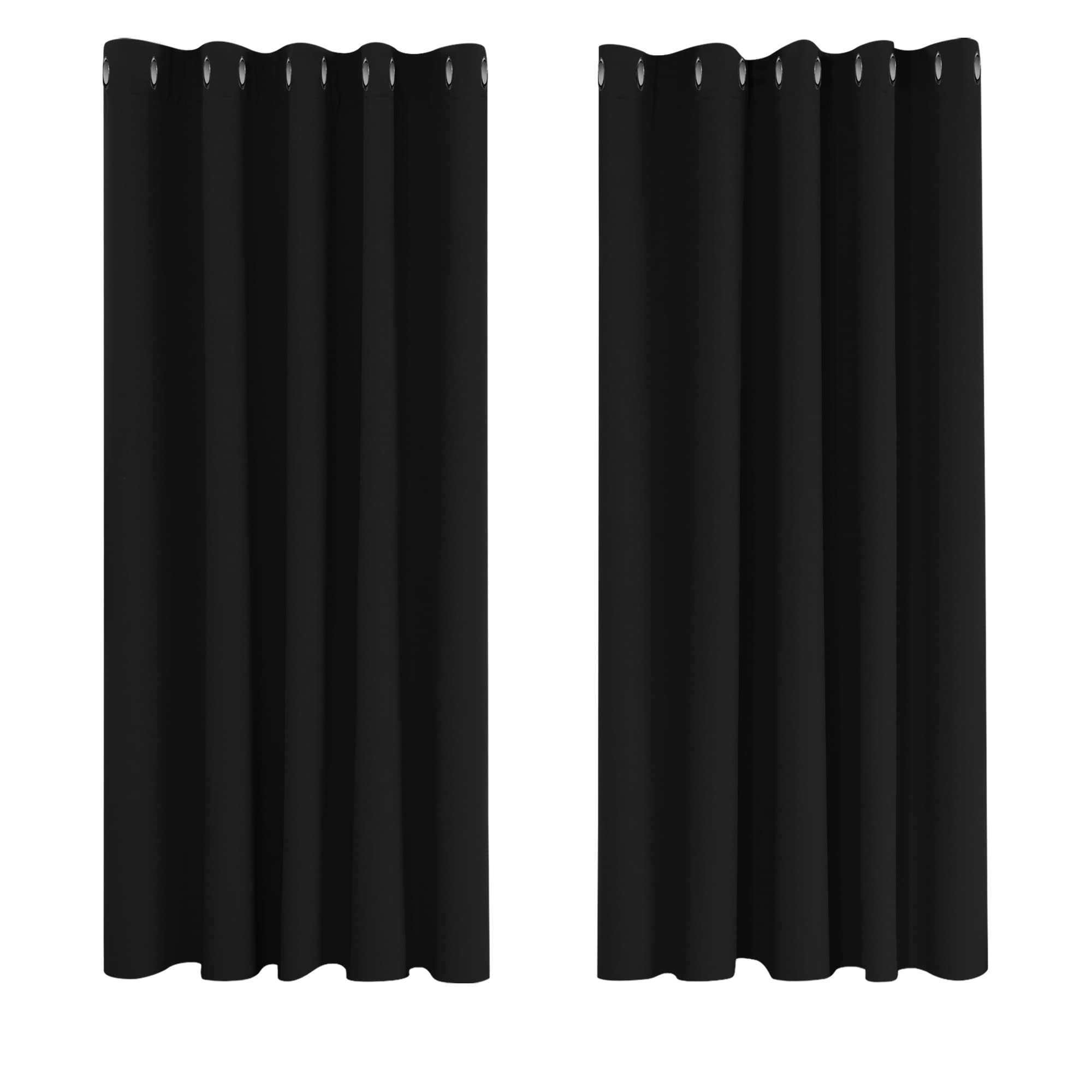 Deconovo Blackout Curtains Super Soft Thermal Insulated Curtains Blackout Eyelet Blackout Curtains for Bedroom 66 x 63 Inch Black 2 Panels