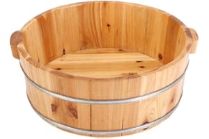 Wooden Foot Soaking Tub, Reusable Thickened Spa Basin with Handle for Home Outdoor Use, Multi-Purpose Wood Bucket for Feet Wa