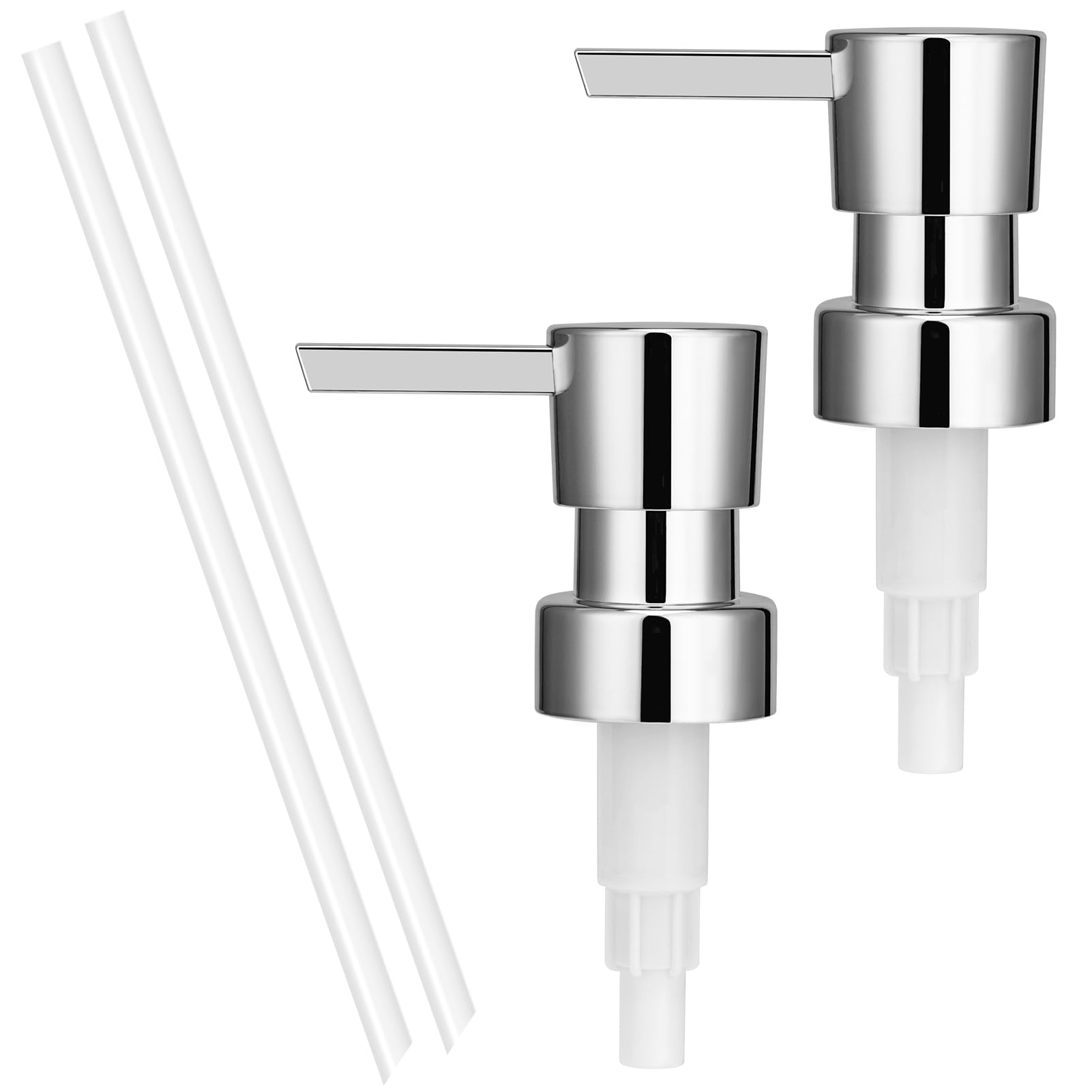 Photo 1 of 2 Pack Soap Dispenser Pump Replacement 28/400 Thread Lotion Pump Head for Regular Mouth Refillable Bottles for Kitchen & Bathroom(Silver)