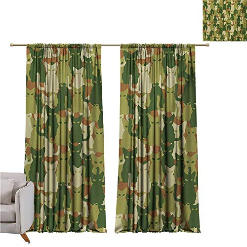 Despkon Home Grommet Curtain Kitchen Window Camo Kitten Silhouette
