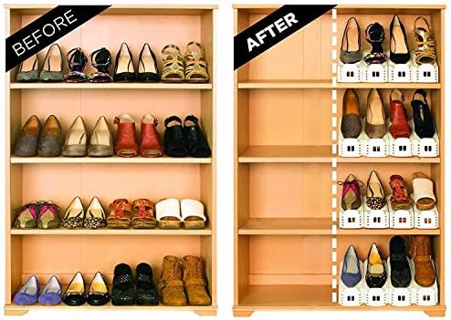 Tiles Palace Plastic Shoes Slots Organizer Space Saver Rack Holder (Multicolour) - Set of 6
