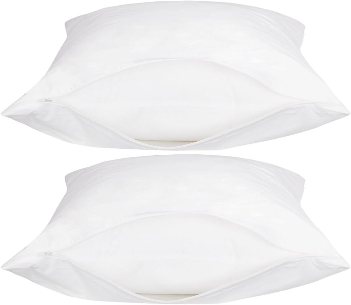 White Classic Zippered Style Pillow case Cover - Luxury Hotel Collection 200 Thread Count, Soft Quiet Zippered Pillow Protectors, King Size, Set of 2: Home & Kitchen