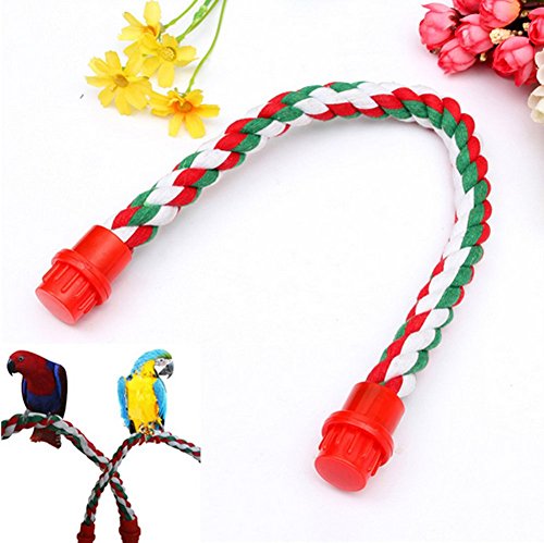 mkki Colorful Fashion Parrot Bird Toys Decorative Pet Bird Parrot Standing Rope Cockatiel Parakeet Conure Cage Swing Perch Toy - Thumbnail 2
