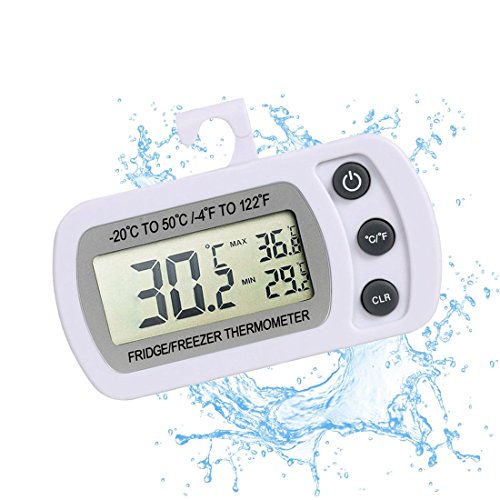 Waterproof LCD Digital Fridge Freezer Thermometer with Hook,Max Min Function