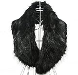 New Trendy Winter Scarf Wrap Faux Fur Collar Shawl Shrug (Black)
