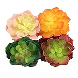 Greatflower Pack of 4 Single Artificial Succulent in different colors 4
