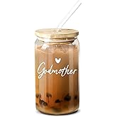 NewEleven Gifts For Godmother - Will You Be My Godmother From GodChild - Pregnancy Announcement Gifts For God Mother, Godmom, Godparents - 16 Oz Coffee Glass