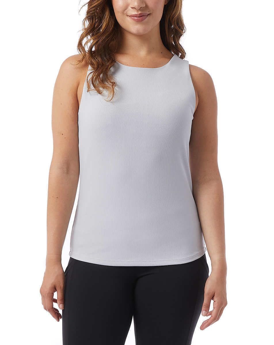 Photo 1 of 32 Degrees Women's Soft Textured Ribbed Tank Top with Built in Bra (US, Alpha, Small, Regular, Regular, Pearl Blue)