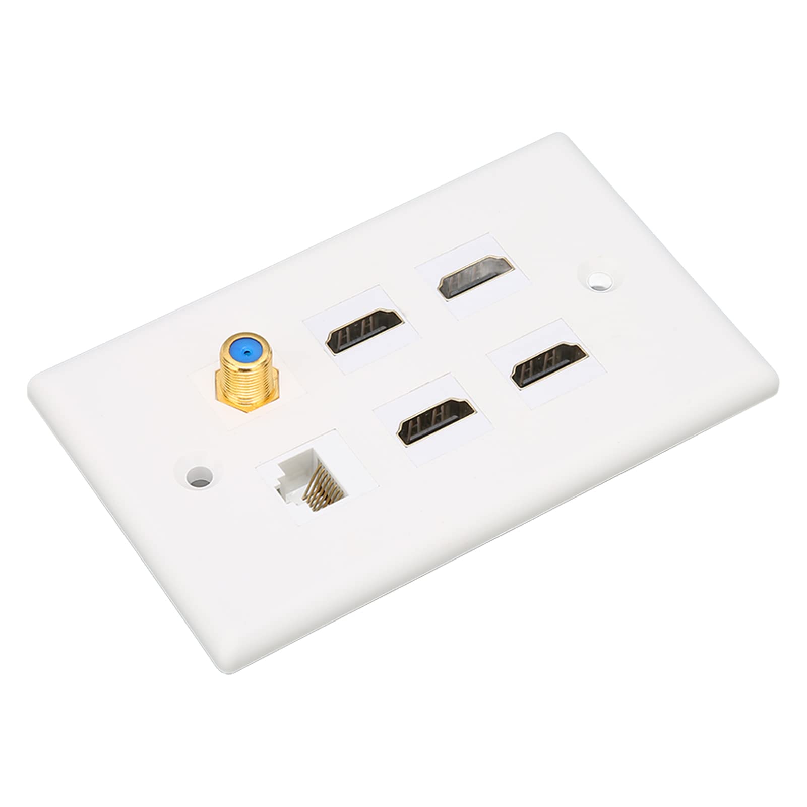 Ethernet Wall Plate, 6 Port Keystone Jack Wall Plate with HDMI, CAT6, TV F Head, Ethernet Wall Outlet for Network Outlet Setup