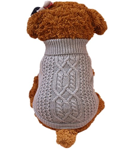 Sunward 2017 Turtleneck Classic Straw-Rope Pet Dog Sweater Apparel (M, Gray) - Thumbnail 7