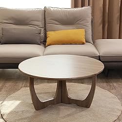 FINECASA Wooden Curved Leg Round Coffee