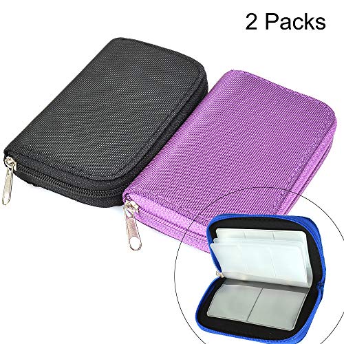 Memory Card Cases, 2 Packs Bestshoot Memory Card Holder Bags Pouch Organizer Keeper 22 Slot SD Micro SD CF SDHC SDXC MMC Secure Digital Compact Flash Cards Wall Bags for Media Storage (black + purple) - Thumbnail 5