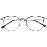 Mimoeye Women Fashion Blue Light Computer Glasses Round Metal Frame Clear Lens