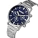 Start Men's Chic Stainless Steel Band Wrist Watch Adjustable pin buckle Watches Bracelet (Blue)