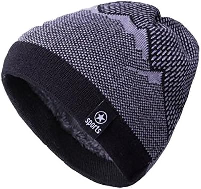 EVRFELAN Winter Men's Warm Knit Beanie Solid Ribbed Thick Hat Slouch Soft Skull Daily Cap (Black)