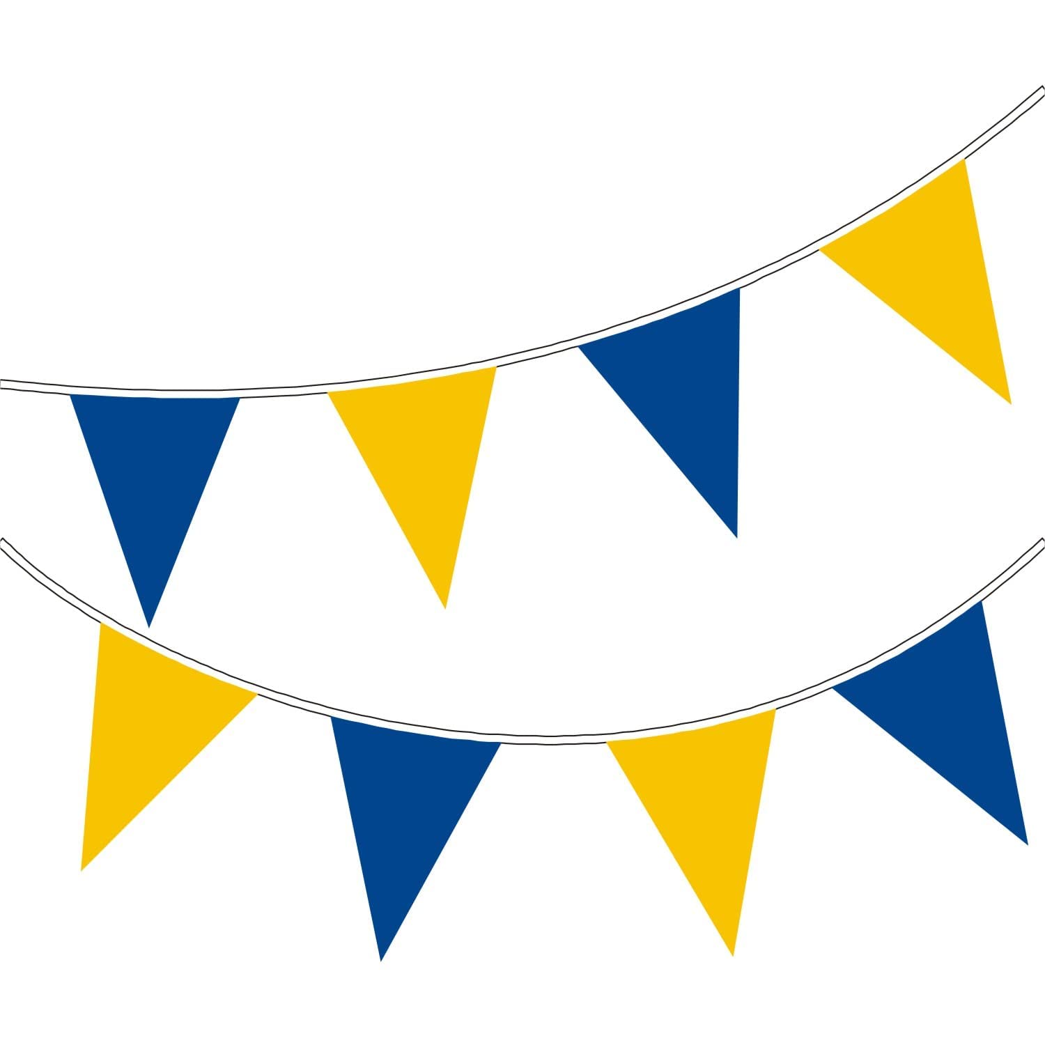 Happium 20m / 65 ft Solid Colour Bunting Flags Banner Pennant Party Decoration Garland (Blue, Yellow)