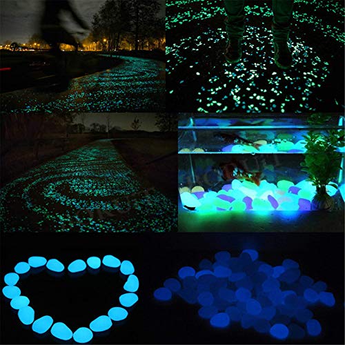 Keeplus Outdoor Glow Stones in The Dark Rocks, Decorations for House Plants Walkways, Gardens, Driveways or Aquariums Fishbowl- Glow Rocks for Outdoor (10Pcs, Green)
