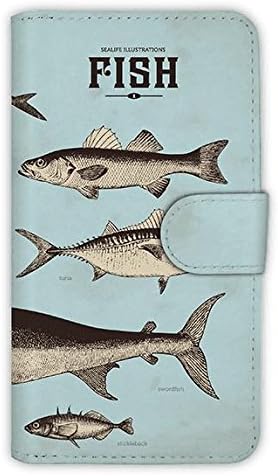 Amazon アングラーズケース 手帳型 ビンテージな魚図鑑 ブルー スマホ ケース 商品コード Diary アングラーズケース スピニングリールパーツ