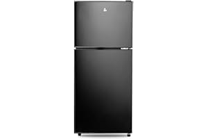 Fox Shack 5 Cu Ft Fridge, Refrigerator with Freezer, 2 Doors Apartment Size Fridge, Energy-efficient, 5 Settings Temperature Adjustable, for Kitchen, Office, Dorm
