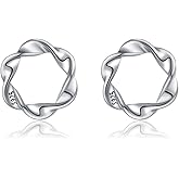 Reffeer Solid 925 Sterling Silver Circle Stud Earrings for Women Teens Minimalist Open Stud Earrings Hollow Stud Earrings