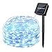 Icicle Solar Powered String Light, 26ft 120LED Flexible Copper Wire Indoor/Outdoor Waterproof Decorative Light For Patio, Path, Lawn, Garden, Pergola, Balcony, Yard, Fence Decorations (Blue)