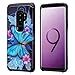 Galaxy Wireless Case Compatible for Samsung Galaxy S9 Case with Screen Protector [Dual Layer] Hybrid Shock Proof Heavy Duty Girl Case Cover for Protective Phone Case for Galaxy S9 - Blue Butterfly