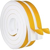 White Door Window Weather Stripping Self Adhesive Foam Tape High Density Foam Sealing Strip Window Insulation Weatherproof Ga