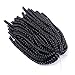 Fluffy Spring Twist Crochet Hair 8 inch Spring Twist Crochet Braids Hair Extensions 3 Pack Black Synthetic Crochet Braids (1B)
