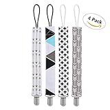 YOHOOLYO Baby Pacifier Clips BRIGHT 4 Packs Baby Boys Pacifier Clips Baby Pacifier Holders Clips (4 PACK) (grey)