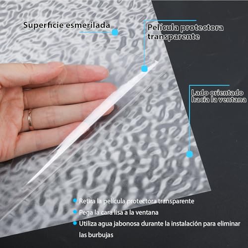 Zindoo Vinyl Adhesive Glass Opaque Wavy Pattern 59.5 × 200 cm Privacy Protection Anti UV Self-Adhesive for Bedroom, Living Room, Dining Room, Kitchen