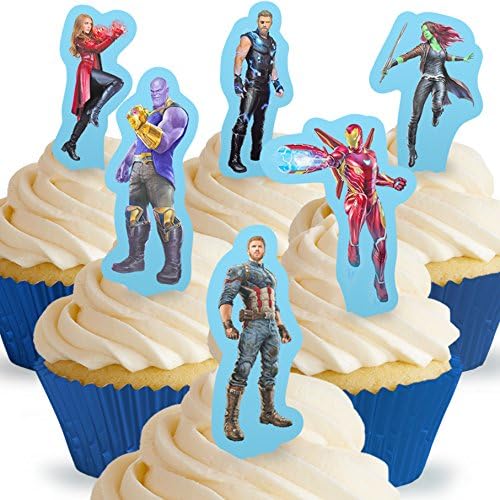 Cakeshop 24 x PRE-CUT Avengers Infinity War Stand Up Edible Cake Toppers