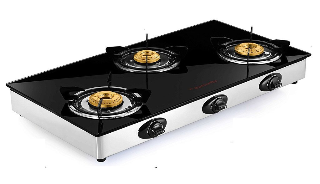 Butterfly Grand 3 Burner Glass Top Gas Stove Black Amazon In