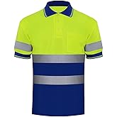 ZUJA Safety Hi Vis Polo Short Sleeve Shirts Men Construction Protective Workwear