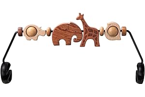 TinlyFinly Baby Bouncer Toy Bar Wooden Compatible with Baby Bjorn Bouncer, Bouncer Toy Attachment Tight and Secure Fit, So Fun to Watch, Touch and Spin for Babies All Ages - Animals