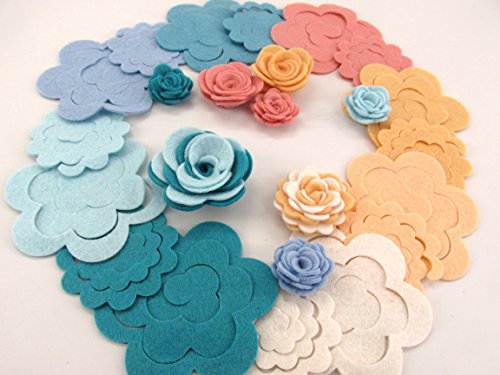 32 Wool Blend Felt 3D Roses Die Cut Applique Flowers - Spring Vacation OTR Felt Made in USA